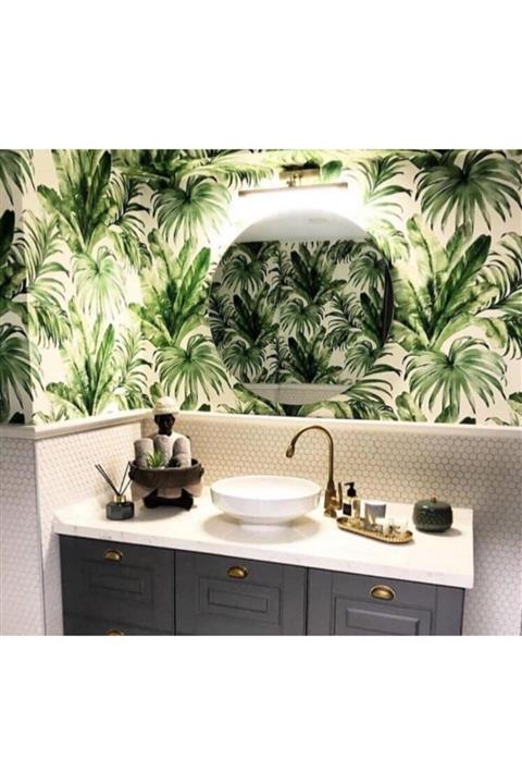 Adawall Indigo Tropical Yaprak Desenli Duvar Kağıdı