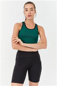Tommy Life Tommylife Yeşil Kadın Basic Sıfır Kol Dar Kalıp U Yaka Crop Top - 97162
