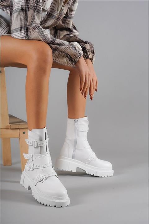 Modanizm Medusa Beyaz Topuklu Bot