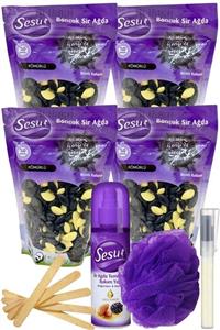 Sesu Kömürülü Inci Boncuk Granül Sir El Ağdası 250gr 4'lü Set + Yağ + Spatula + Lif + Kalemparf