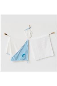 andywawa 21563 Erkek Balina Desenli 3 Lü Havlu Set