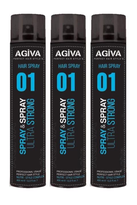 Agiva Saç Spreyi 01 Ultra Sert 400 ml x 3