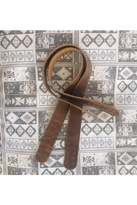 Alfa Tasarım Hakiki Deri Çanta Tutma Sapı Çift - 40 cm Crazy Kum Rengi