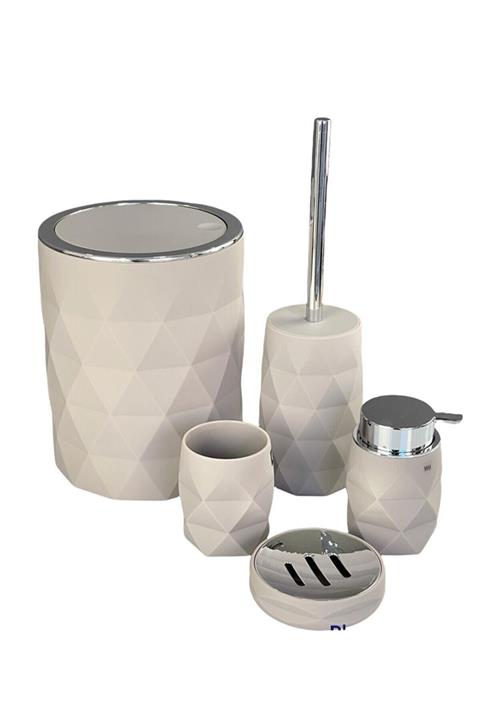 DGCHOME Acar Lüx Akrilik 5 Parça Kırılmaz Banyo Seti Bej