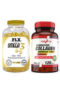 FLX Omega 3-6-9 Balık Yağı 90 Softgel & Nevfix Collagen Glutation Hyaluronic Vitamin C 120 Tablet