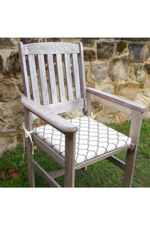 Evimstil Ottoman Desenli Sandalye Minderi 42-42-5 Cm Süngerli Fermuarlı Bağcıklı