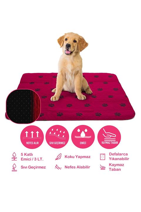 Abso 5 Katlı Yıkanabilir Kaymaz Taban Emici Köpek Pedi 75x85 Cm.