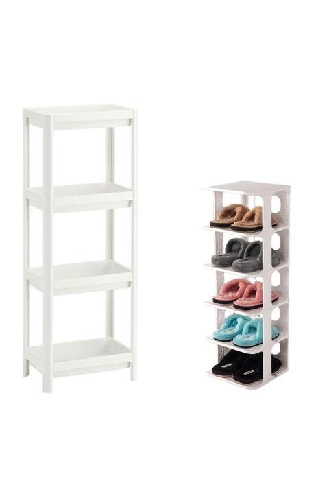 Mashotrend Vesken 4 Katlı Banyo Rafı - Mutfak Rafı - Vesken 5 Katlı Ayakkabılık - Çok Amaçlı Raf - Ayakkabılık