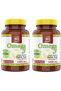 NCS Limon Aromalı Omega 3 Balık Yağı 1000 Mg Vitamin D Vitamin K Vitamin E 60 Softgels 2 Adet