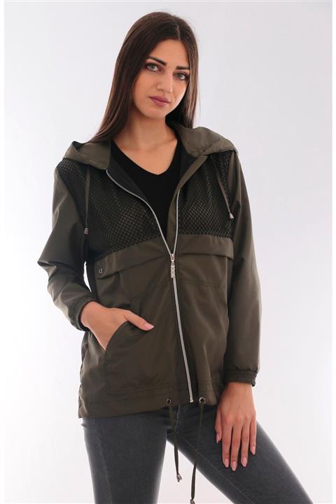 Moda Tuğram Kadın Haki Yağmurluk ve Rüzgarlık