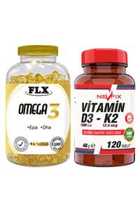 FLX Omega 3 Balık Yağı 90 Softgel & Nevfix Vitamin D3-k2 120 Tablet