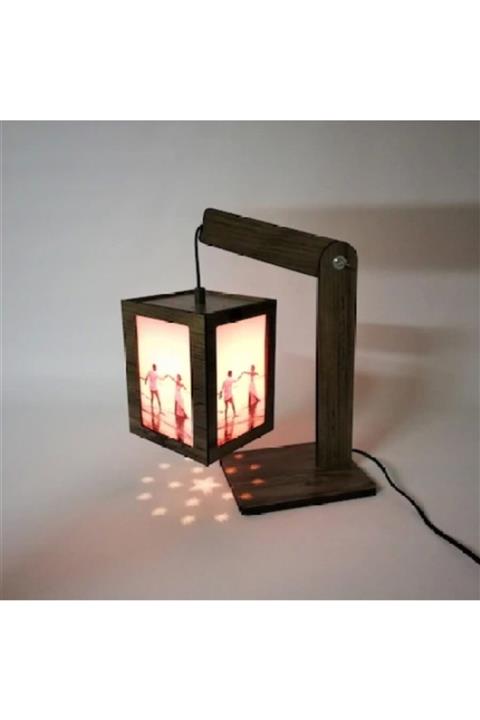 FOTOBASKIMIZ Fotoğraflı Ahşap Abajur Gece Lambası