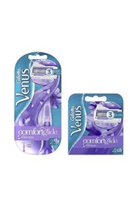 Gillette Venus Comfort Glide Breeze Tıraş Makinesi Paketi + Comfort Glide Breeze 4'lü Yedek Başlık