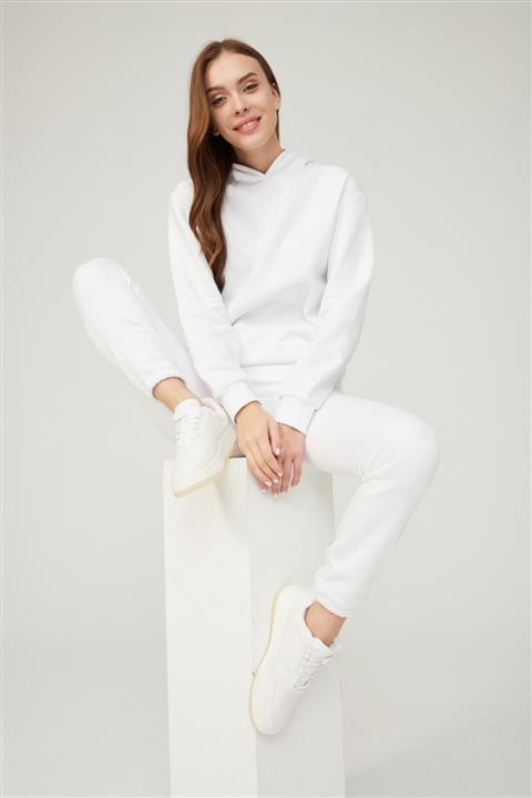 BO Basics Kadın Beyaz Eşofman Altı Şardonlu