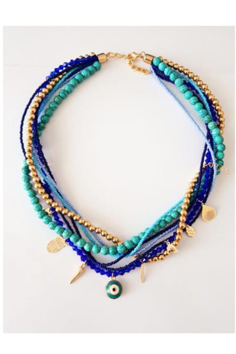 PETEK AKSESUAR Çoklu Mavi Nazar Kolye