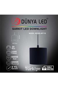 DÜNYA LED Hs.497/1-s 20w Sarkıt Led Downlıght Siyah Iç 6500k Beyaz Işık