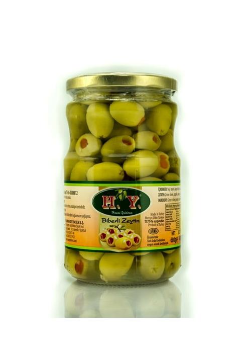 H.Y. ZEYTİN H.y.zeytin Biberli Yeşil Zeytin(400GR.)(CAM KAVANOZ)