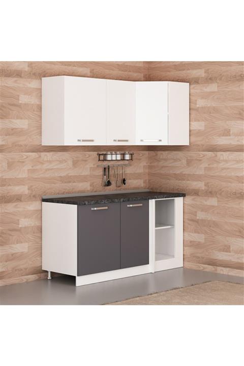 Minar 165cm Köşe Mutfak Dolabı - Beyaz Antrasit K165-a1