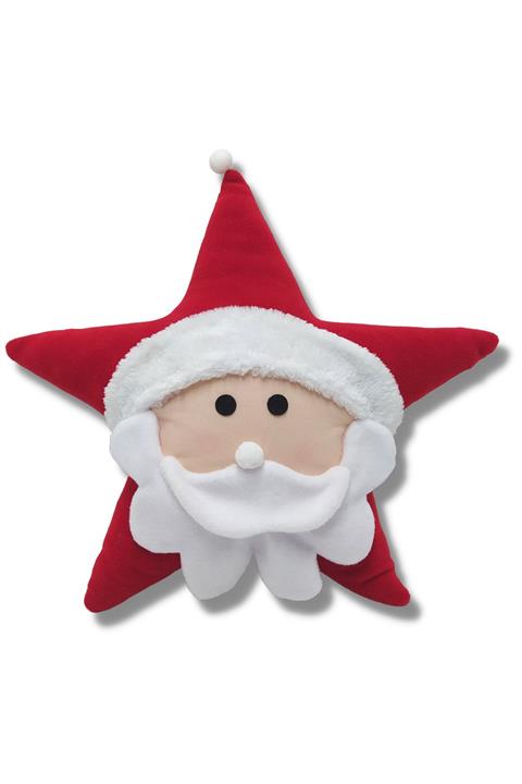 TRİSTCO Noel Baba Figürlü Yıldız Dolgulu Sevimli Dekoratif Yeni Yıl Yılbaşı Yastık