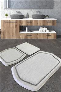 Chilai Home Genom Beyaz Üçlü Set Banyo Halısı