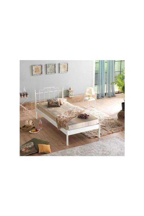 Vivense Unimet Hatkus S Tek Kişilik Metal Karyola Beyaz 90x200