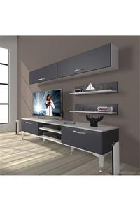 Decoraktiv Eko 5 Mdf Dvd Silver Tv Ünitesi Tv Sehpası Beyaz Antrasit