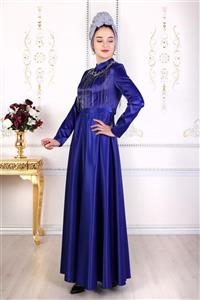 Feiza Collection Saks - Püskülü Boncuk Detaylı Tesettür Abiye Elbise