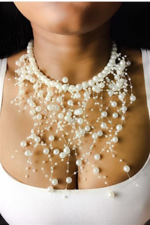 PETEK AKSESUAR Incili Salkım Kolye