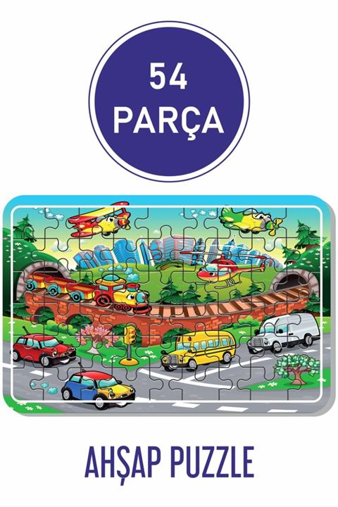 Baskı Atölyesi 54 Parça Ahşap Puzzle Kara Ve Hava Araçları