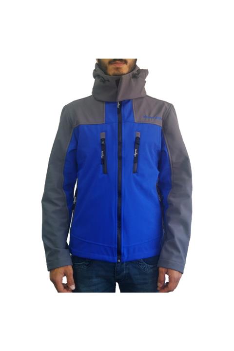 Lemigo Softshell Kapşonlu Mont Mavi-gri M