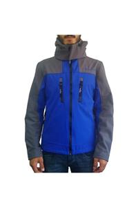 Lemigo Softshell Kapşonlu Mont Mavi-gri M