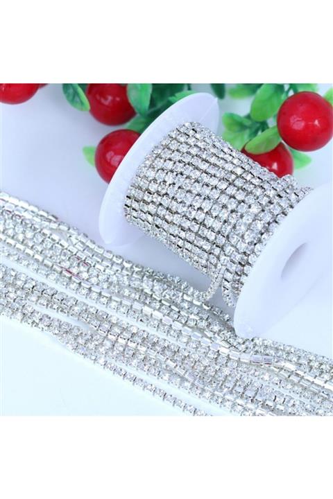 bba new trend 5mt Gümüş Kristal Zincir,metrelik Zincir