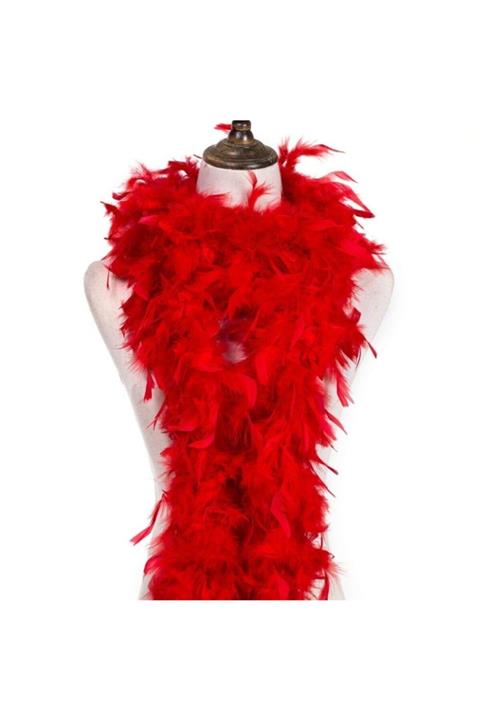 bba new trend Kırmızı Tüy Kostüm Atkı Otriş