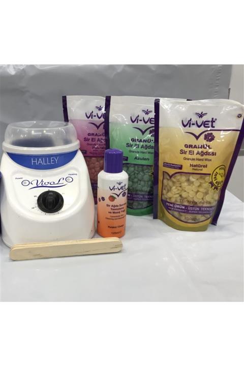 Vivol Halley 800ml Ağda Makinesi +vi-vet 3lü Soyulan Inci Ağda Seti