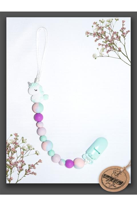 babykitsforyou Mint Unicorn Silikon Emzik Askısı / Emzik Zinciri