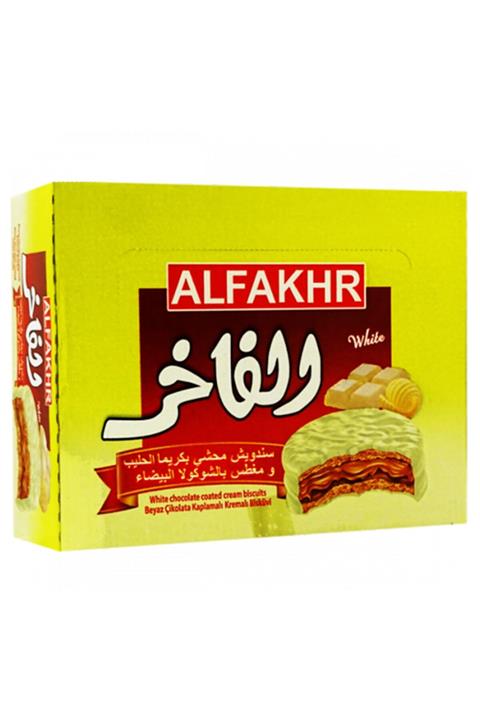 ALFAKHR Beyaz Çıkolata Kaplamalı Kremalı Besküvı 40 Gr X 24 Adet