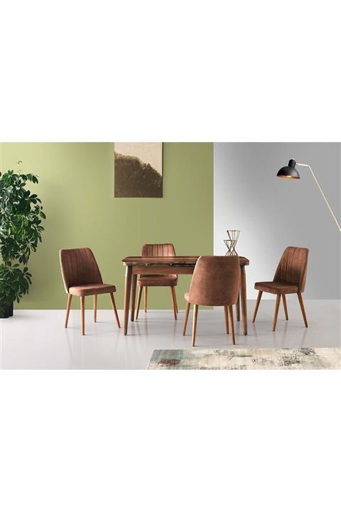 NECOLİNE Kahverengi Arte Kütük Mdf Masa Takımı