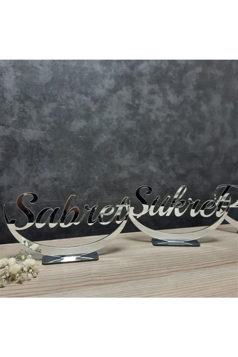 NetaLazerPromosyon Dekoratif Sabret Şükret Dua Et Gümüş Ayna(parlak) Masaüstü Dekorasyonu
