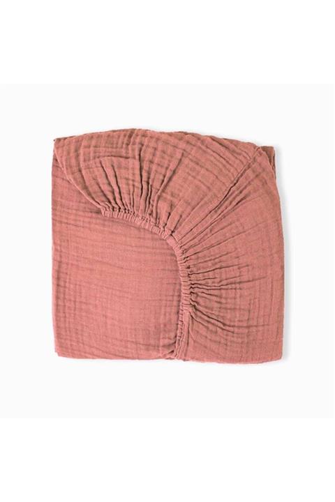 BİRLİK1952 4 Kat Multi Müslin Pamuklu Lastikli Çarşaf Terracota 160x200 Cm