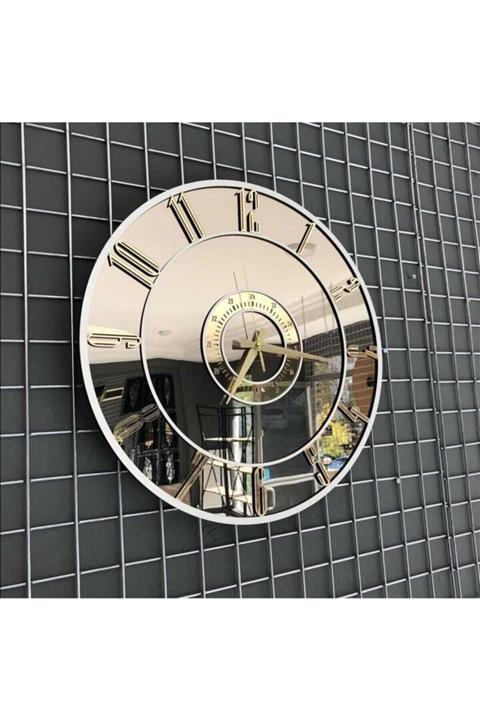 Kuzata Duvar Saati Dekoratif , Büyük Aynalı Duvar Saati Özel Tasarım-50 Cm