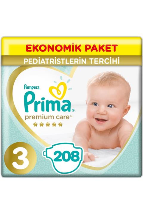 Prima Premium Care 3 Beden Ekonomik Paket 6-10 kg (4*52) 208 Adet