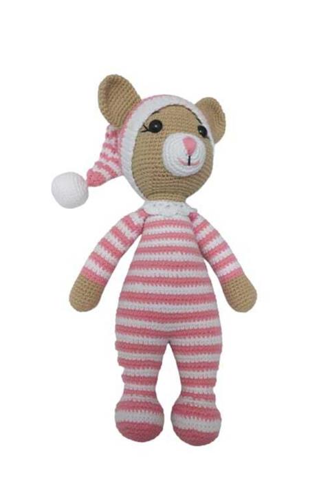 MMC STORE Çizgili Organik Ayıcık Amigurumi Uyku Arkadaşı