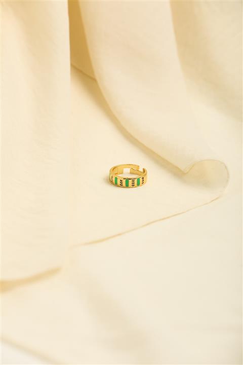 bikgedesign Yeşil Gold Sıralı Renkli Yüzük