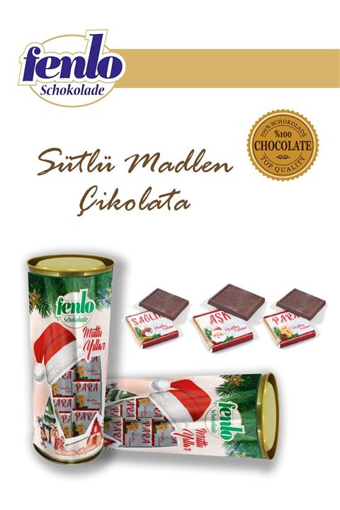 FENLO ÇİKOLATA Yılbaşı Özel Pvc Içerisinde 65 Adet Sütlü Madlen Çikolata