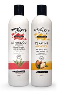 Airy n Carey Hızlı Saç Uzatan At Kuyruğu Şampuanı Kırılma Karşıtı Keratin Argan Oil Tuzsuz Şampuan 2'li Set 660ml