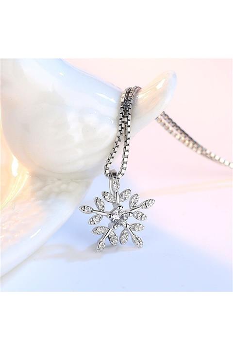 AstoriaSilver Gümüş Kar Tanesi Kristal Taşlı Minimal Kolye Yılbaşı,yeni Yıl Hediyesi