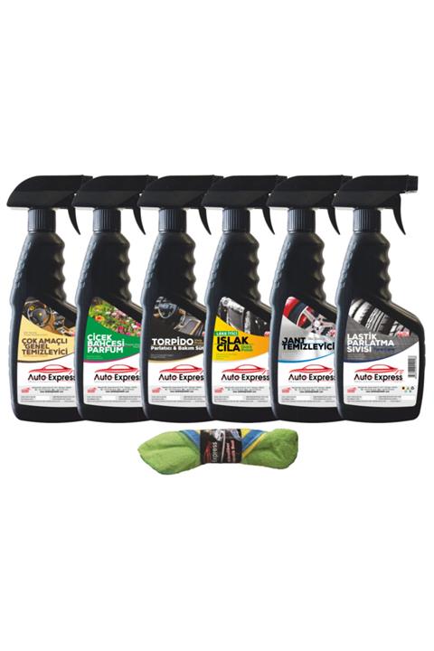 AUTOEXPRESSTÜRKİYE Auto Express 7 Lı Set Hızlı Cila + Genel + Torpido + Jant + Lastik + Overlok + Çiçek