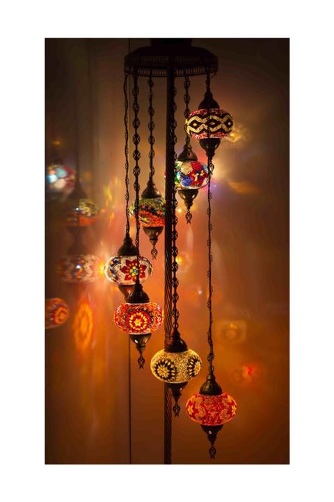 Karalp Mozaik Mozaik 7li Lambader Salon Köşe Lambası