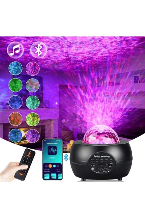 JUNGLEE Starry Projektör Gece Lambası Bluetooth Hoparlör Ambians Işık