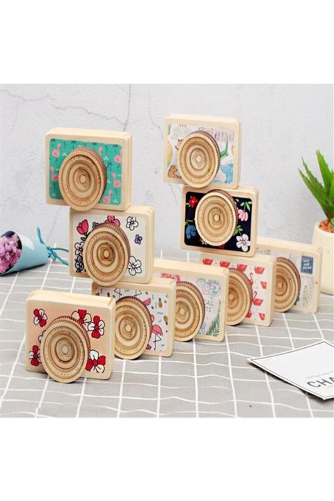Kastore Küçük Boy Ahşap Fotoğraf Makinesi Müzik Kutusu